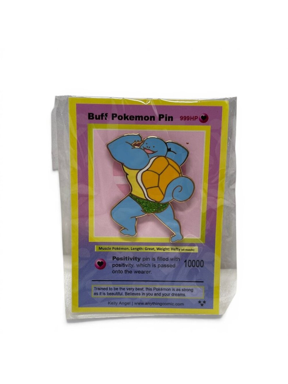 Pokémon Inspired Squirtle Bodybuilder Enamel Pin 💪🐢✨ Cute Gift For Anime Fans